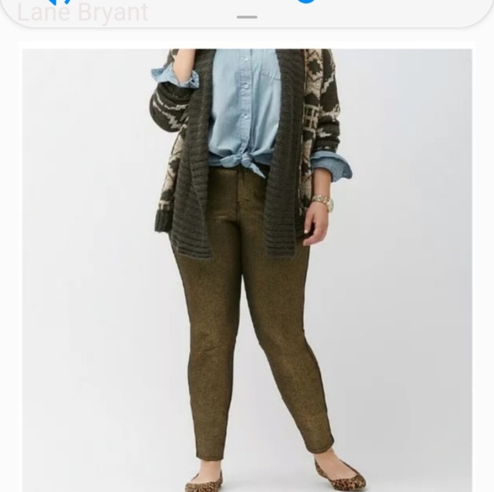 LANE BRYANT SHIMMERING GOLD/BRONZE SKINNY PANTS, SIZE 17